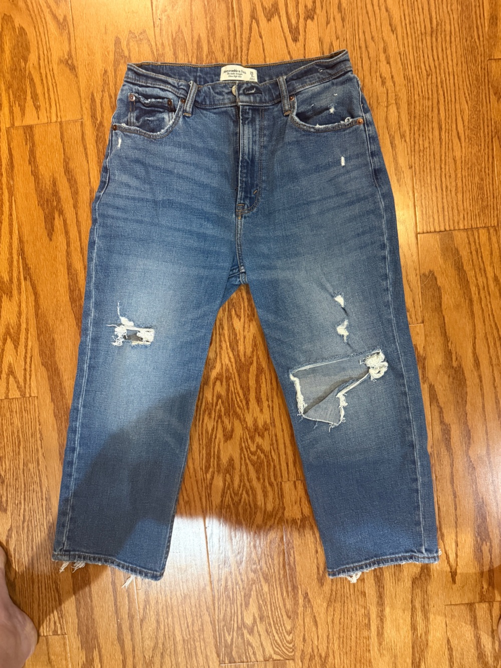 Abercrombie & Fitch Women's Distressed Light Blue Skinny Jeans